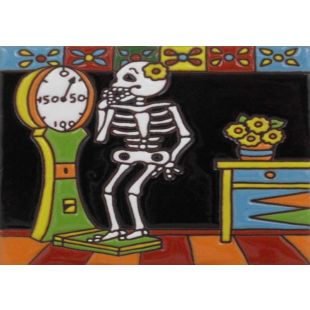 Talavera Tile - Day Of The Dead: On The Escale