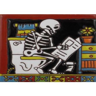 Talavera Tile - Day Of The Dead: Reading